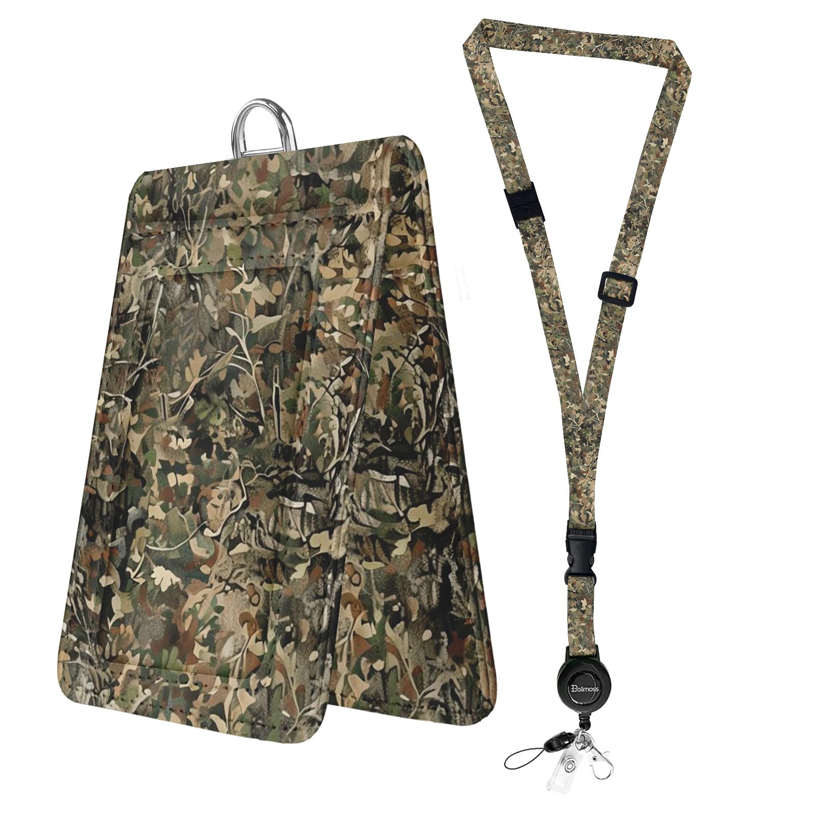 Bolimoss Camouflage Badge Holder with Retractable Badge Reels Clip, Army Camo Lanyard for ID Badge, Double Sided ID Name Badge Card Holder with Adjustable Breakaway Lanyard 1 to 4 Slots for Teacher — image 1