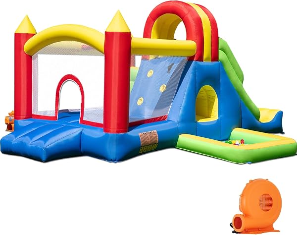 HuaKastro Large Bounce House for Big Kids – Inflatable Playground with Tall Slide, Climbing Wall, Water Pool, Bouncy B