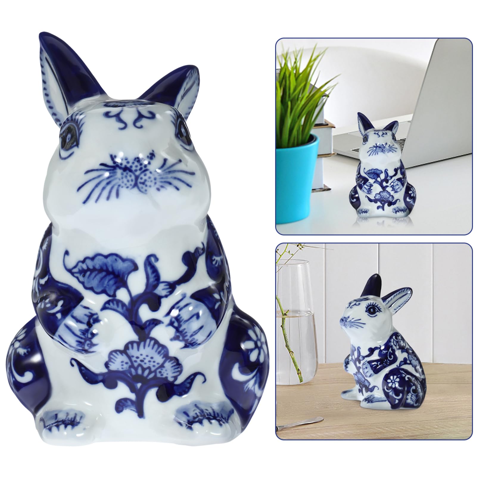Cabilock Figurine de Lapin en Céramique Élégante Statue Décorative Artistique Style Adorable et Créatif pour Décoration de Table et Maison pour Intérieur