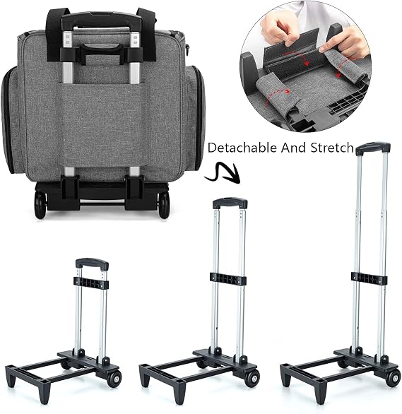 LUXJA Sewing Machine Case with Detachable Dolly, Gray