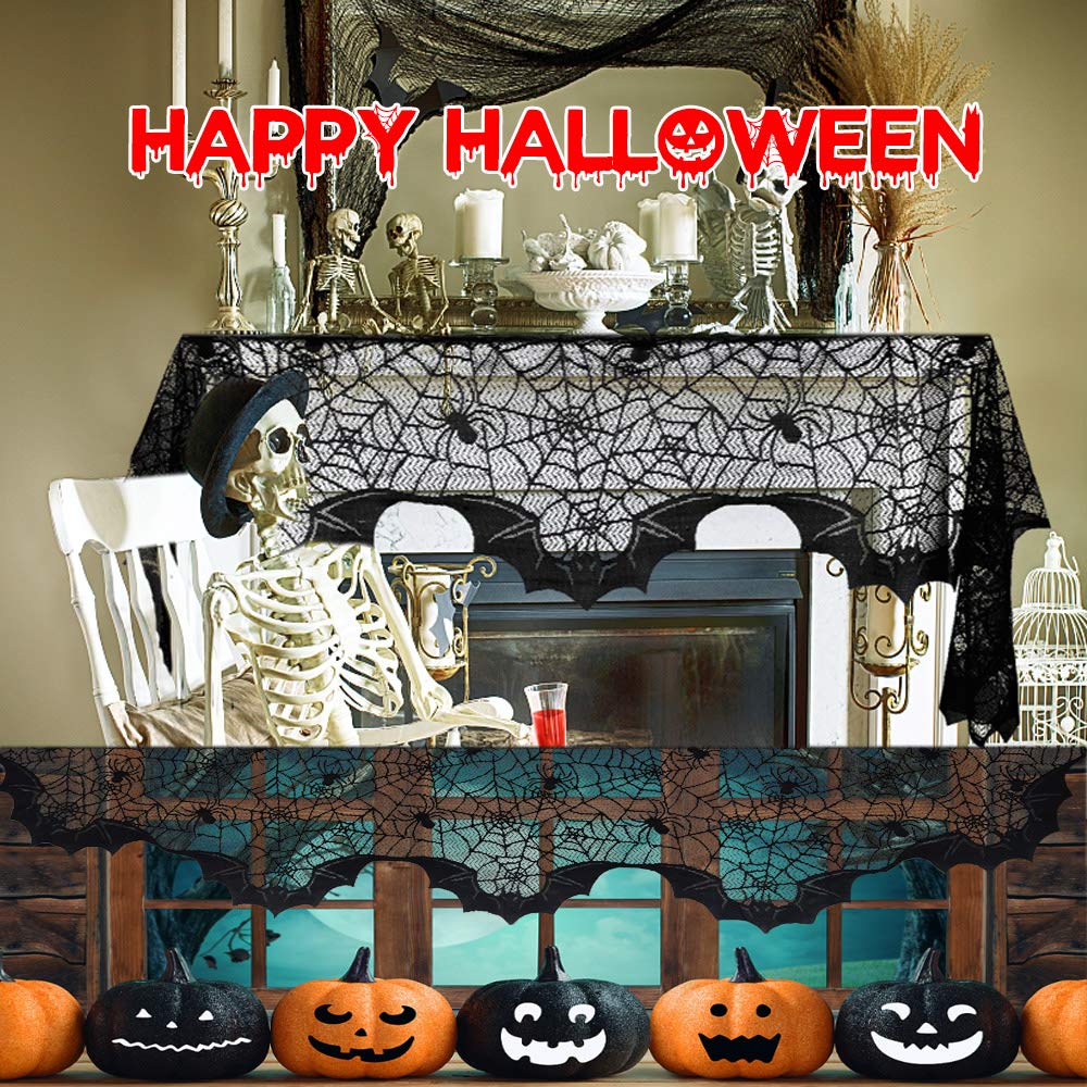 Lot De 2 Nappes D'Halloween En Toile D'araignée - 274,3 X 137,2 Cm - Noir - Une Seule Occasion - Grande Toile D'araignée Effrayante - Toile D'aranéide - Toile De Fond Pour