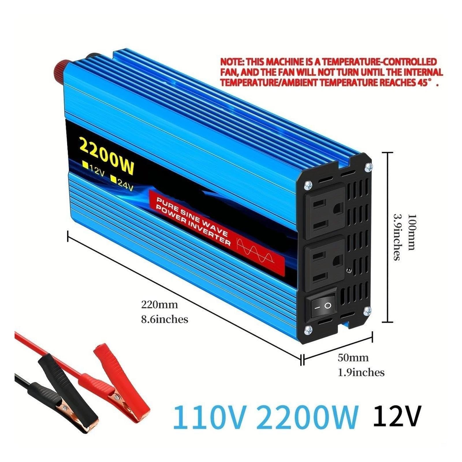 Falownik, Falownik sinusoidalny o mocy 1100 W / 2200, konwerter 12 V–24 V DC na AC do użytku samochodowego i domowego(12V 1100W/2200W)