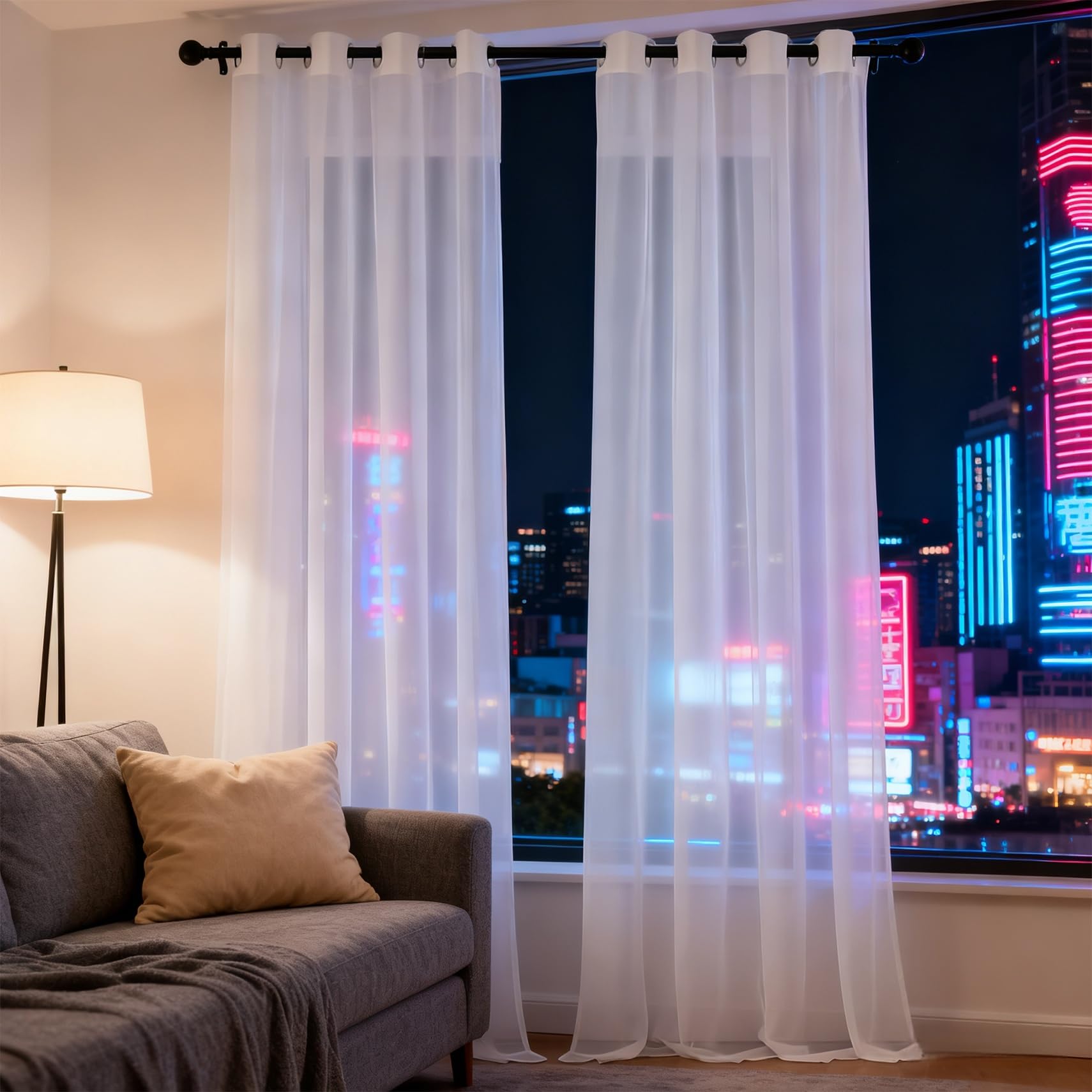 Cortinas translúcidas fáciles de limpiar para ventanas de cocina y salón