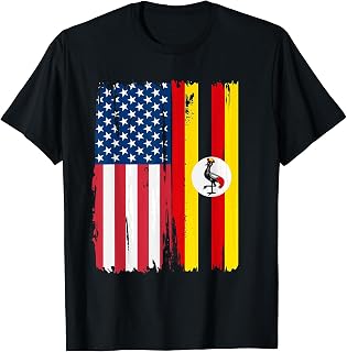 USA Uganda Half american Flag Roots T-Shirt