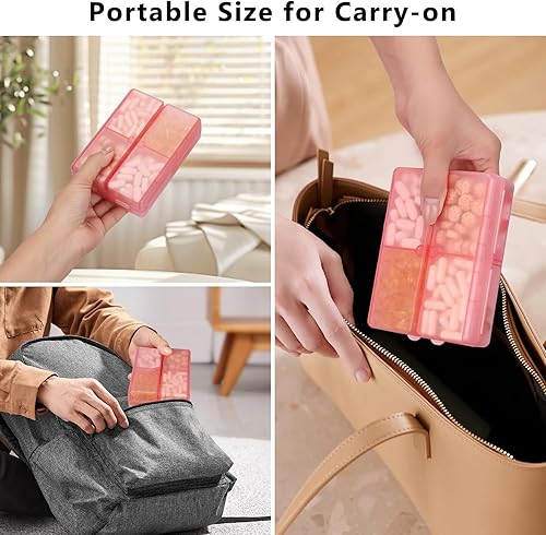 Vista 98 de FYY - 2 pastilleros diarios con 7 compartimentos para pastillas, para viaje, diseño plegable, para guardar vitaminas, aceite de hígado de bacalao