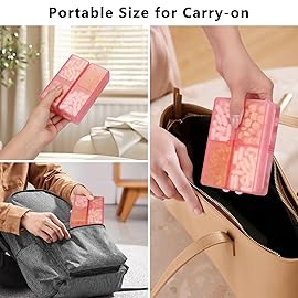 FYY Daily Pill Organizer,7 Compartments Portable Pill Case Travel Pill Organizer,[Folding Design] Large Pill Box for Purse Pocket to Hold Vitamins,Cod Liver Oil,Supplements and Medication-Clear Red