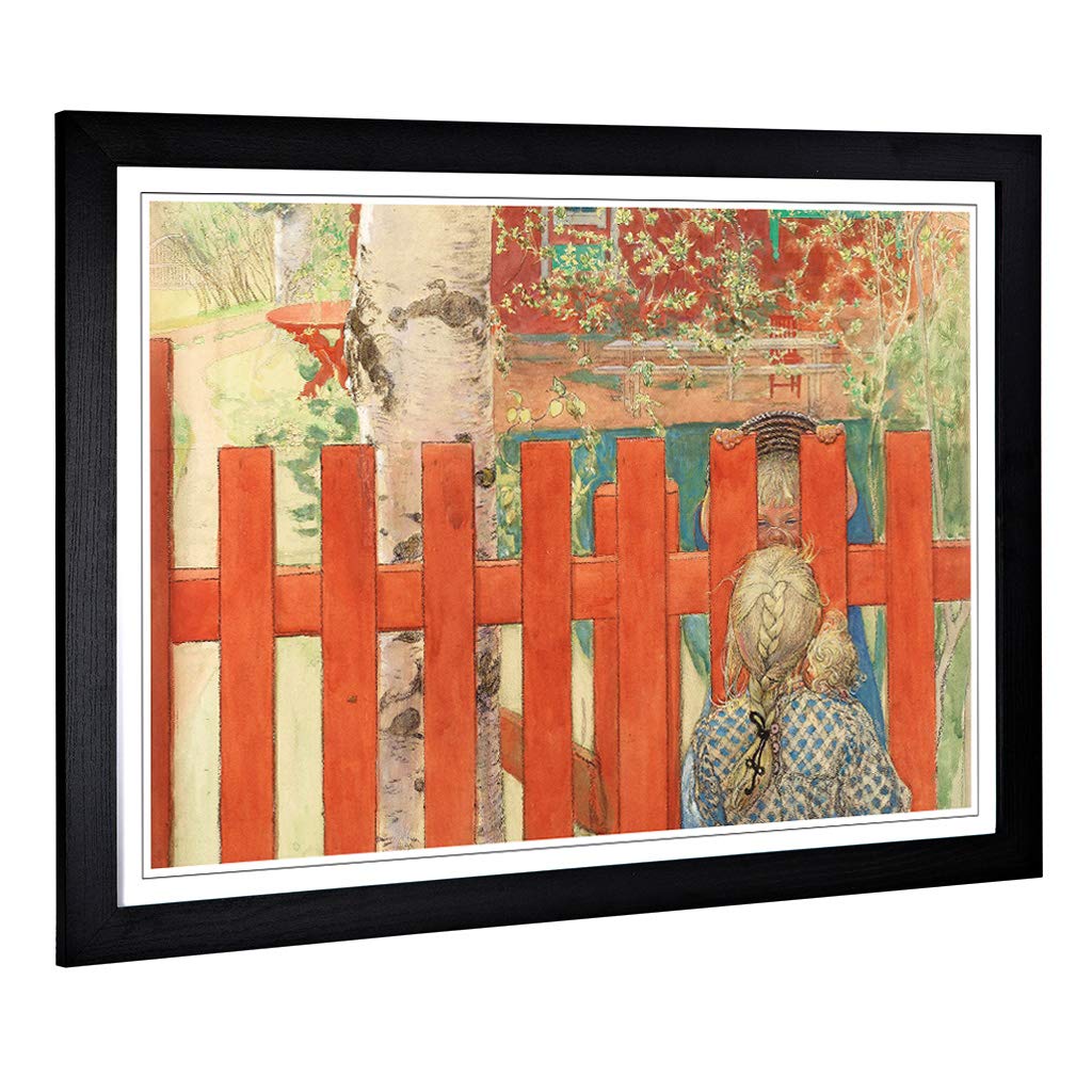 Big Box Art Framed Print of Carl Larsson Children 2 Design | Wall Art Picture | Home Decor for Kitchen, Living, Dining Room, Bedroom, Hallway, Office, Black, A2 / 24.5x18 Inch / 62x45cm
