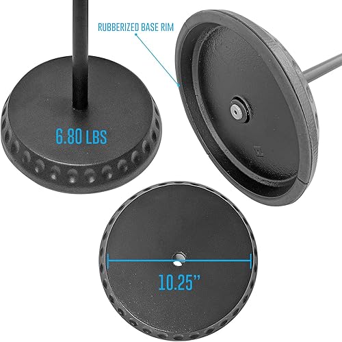 Miniatura 5 de AxcessAbles - Soporte de micrófono de una mano con base redonda pesada y ajuste de altura de agarre rápido, brazo telescópico de micrófono incluido.