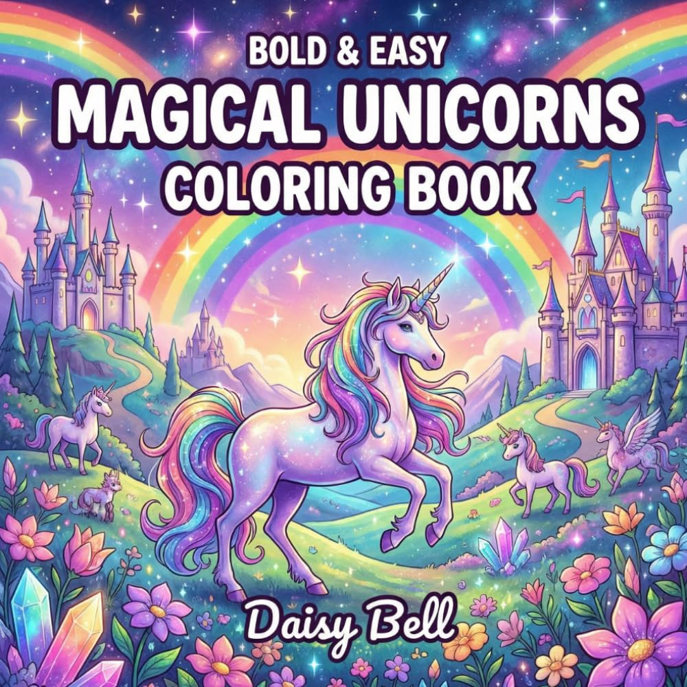 Magical Unicorns: Fun And Cute Fantasy Coloring Book For Kids Featuring Happy Animals Beautiful Rainbows Twinkling Stars And Fairy Castles