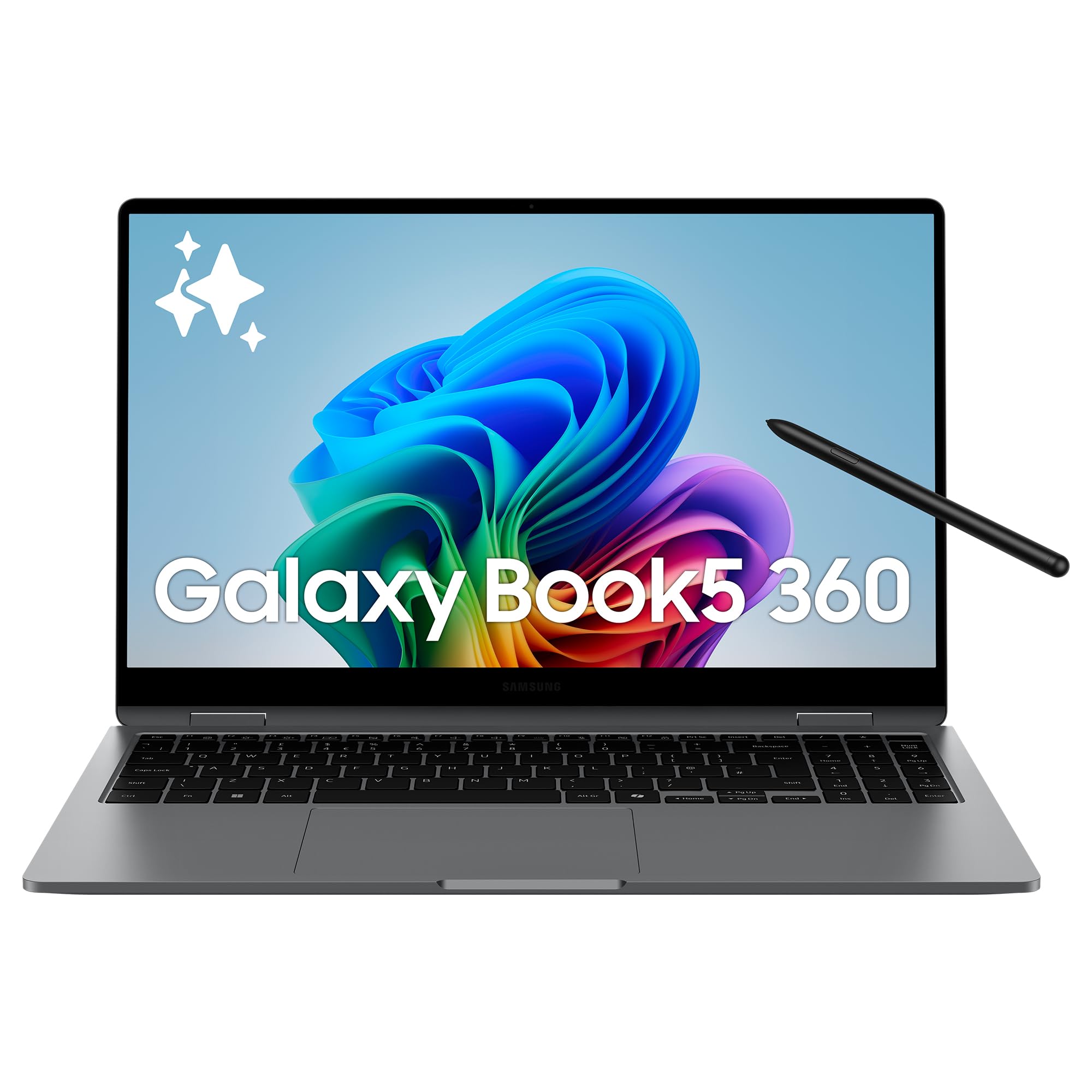 Samsung Galaxy Book5 360 15.6", Copilot+​PC, Ordinateur Portable avec IA, Processeur Intel Core Ultra 7, Mémoire 16Go RAM, Stockage 1To, Clavier AZERTY FR, Anthracite