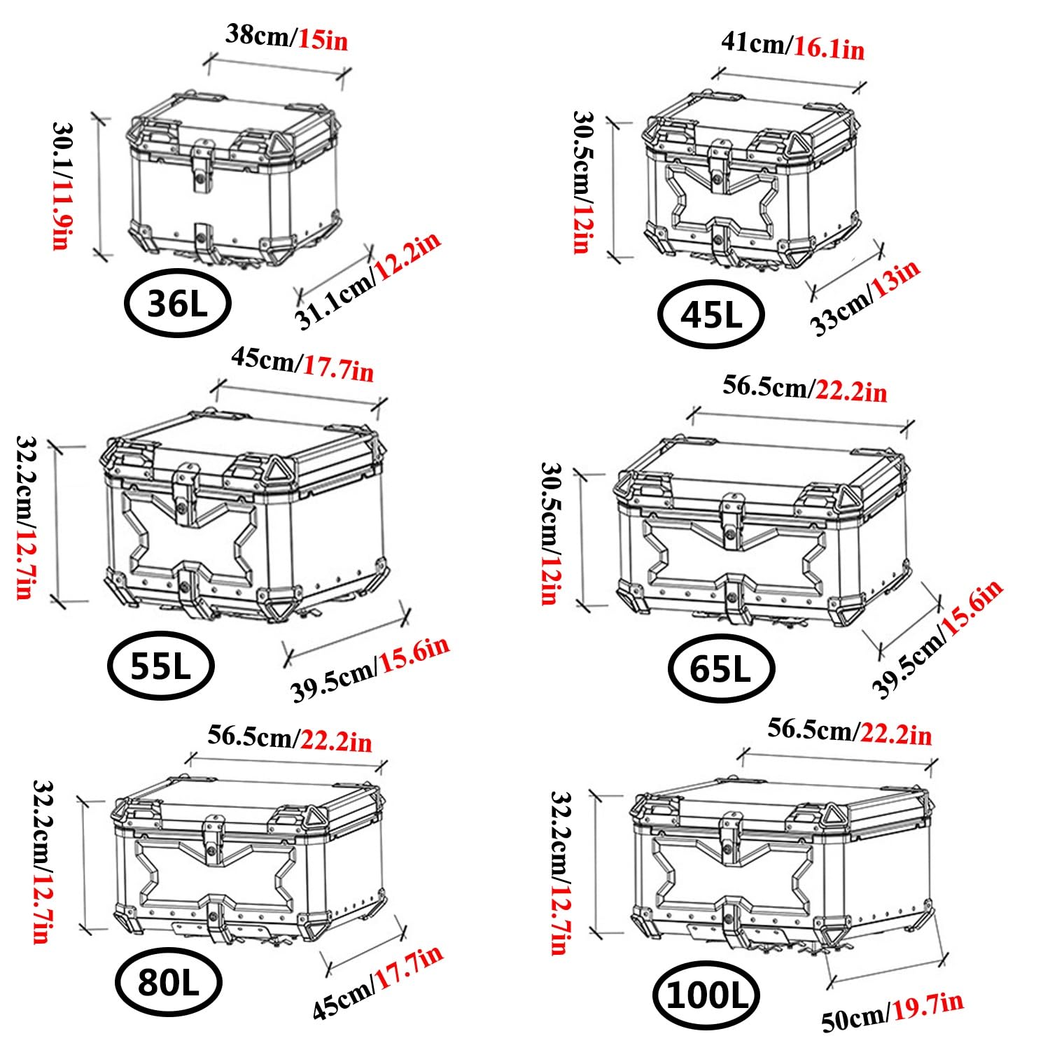 Amazon.com: 2024 45-100L Motorcycle Top Case, Waterproof