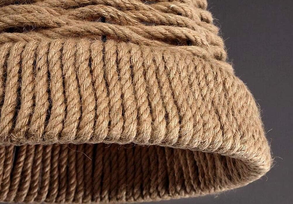 Vintage Edison Light Fixture - Retro Industrial Hemp Rope and Iron Lamp for Home and Café - E27 Socket, Adjustable Height, 60W Max, Rustic Brown Design