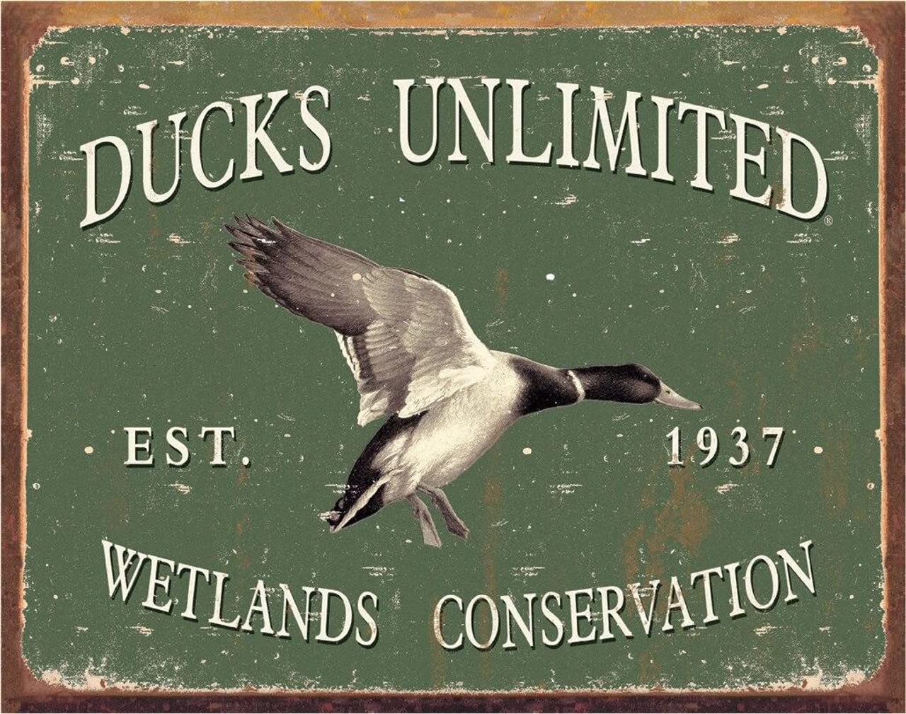 Plaque en métal authentique américaine Ducks Unlimited style vintage