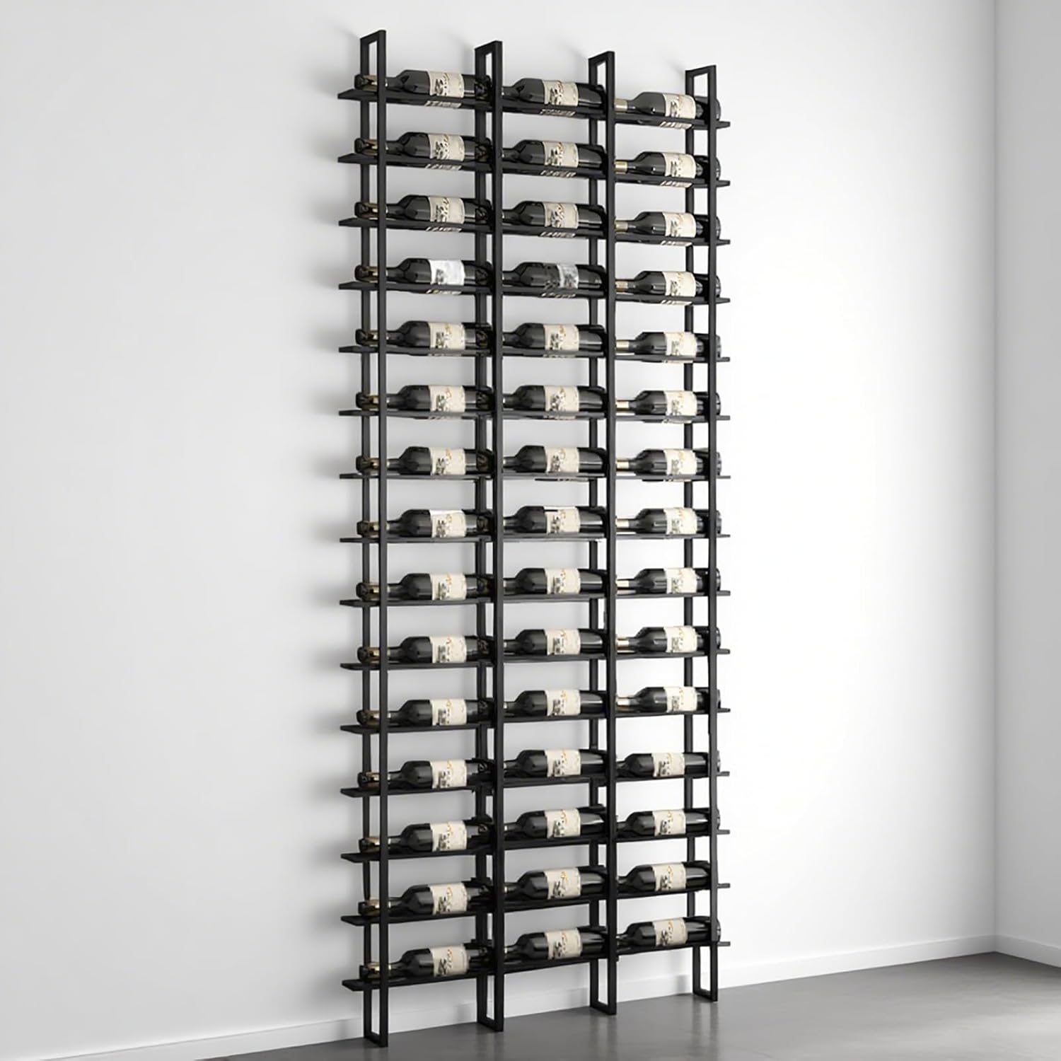 Large Wall Mount Wine Rack, 16 Tier 80 Bottle Wine Storage Organizer Display Holder, Modern Metal Wine Storage for Wine Cellars, Home Bars, Kitchens, and Dining Rooms