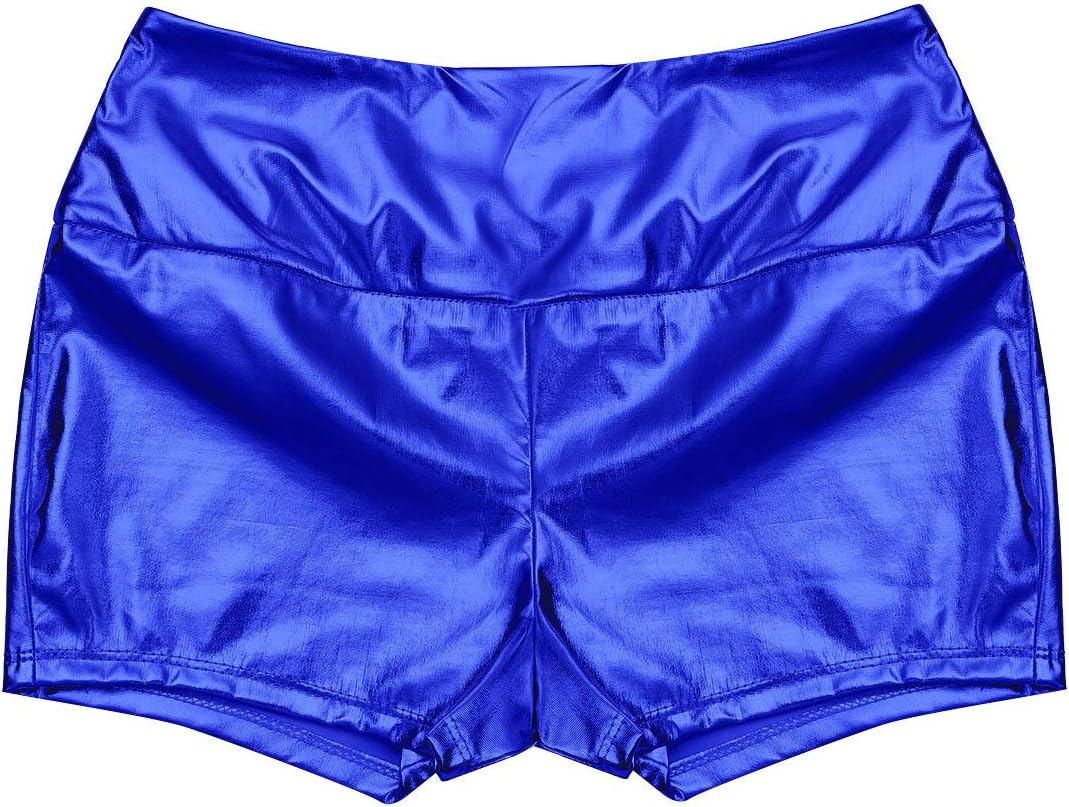 Womens Shiny Metallic Booty Shorts Dance Sports Bottoms Rave Party Hot Pants Clubwear Dancewear