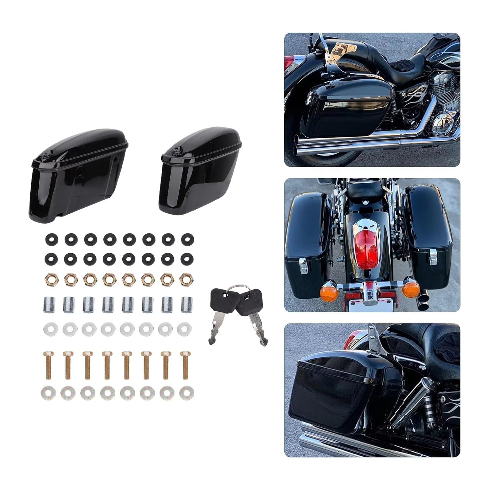 Borsa Posteriore Moto Borse Sella Rigide Per Moto 22 Litri Con Serratura Robusta Plastica ABS Portaoggetti Laterale Universale Per Bagagliaio Nero Lucido