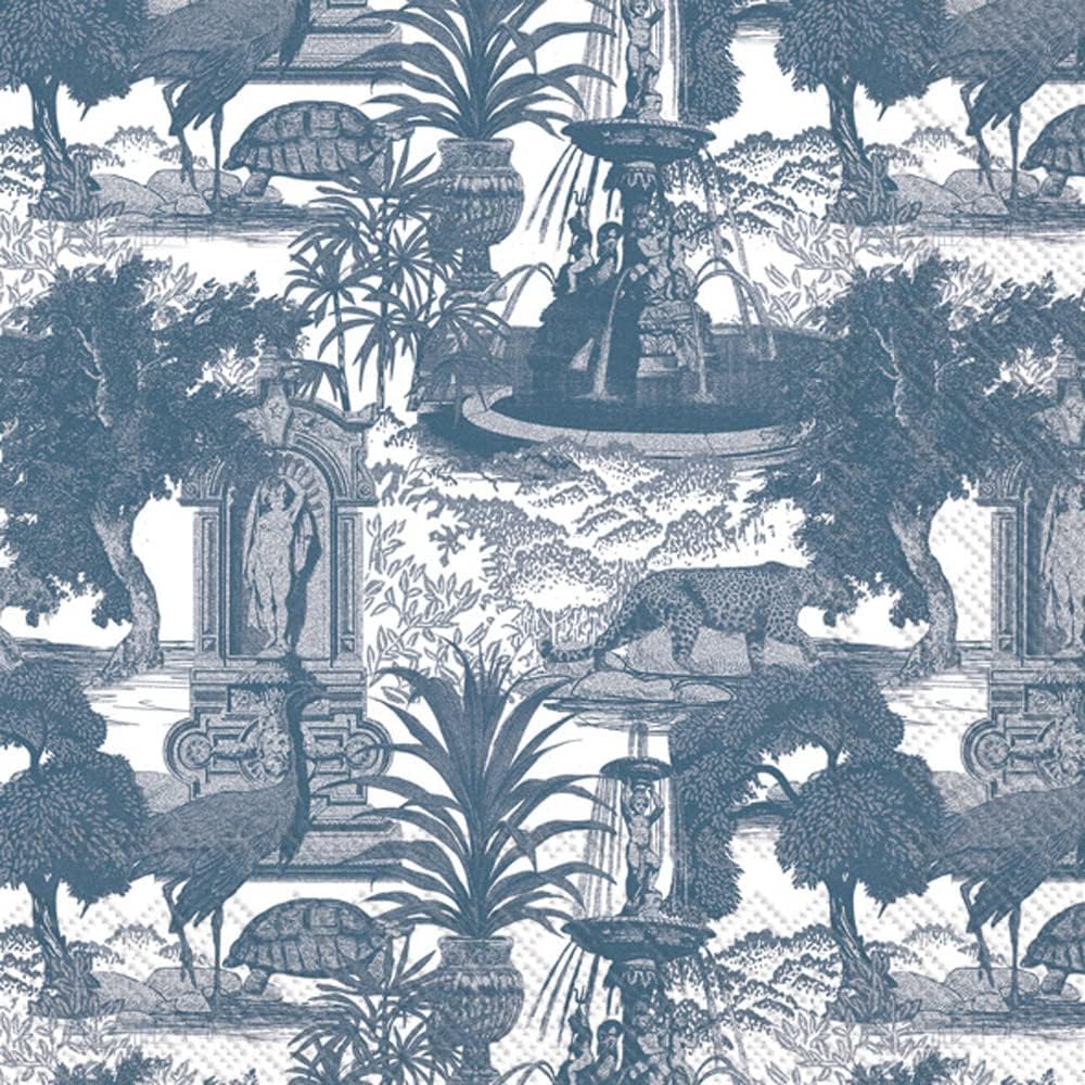 Boston International IHR 3-Ply Paper Napkins, 20-Count Lunch Size, Exotic Fauna Blue