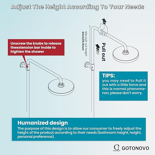 Miniatura 3 de gotonovo Juego de grifos de ducha expuestos, 8 duchas de lluvia, 2 pomos dobles, níquel cepillado, triple función, accesorio de ducha, conjunto de