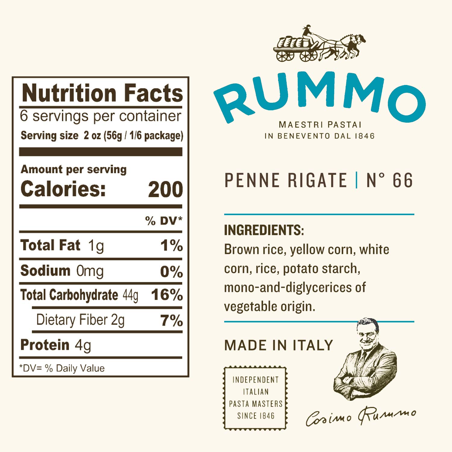 Rummo Italian Pasta GF Penne Rigate No.66, Always Al Dente, Certified Gluten-Free (16 Pack, 12 Ounce Each)