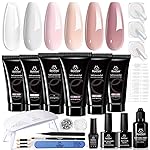 beetles Gel Polish Poly Nail Gel Chrome Nail Powder Kit 22 Pcs Glazed Donut Nails Mirror Effect Chrome Powder for Nail Extension Nail Art DIY Home, UV & LED Needed