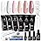 beetles Gel Polish Poly Nail Gel Chrome Nail Powder Kit 22 Pcs Glazed Donut Nails Mirror Effect Chrome Powder for Nail Extension Nail Art DIY Home, UV & LED Needed