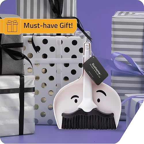 Miniatura 7 de Peleg Design Dustache - Juego de recogedor y cepillo pequeño, recogedor y cepillo para bigote, color blanco y negro, mango de plástico, ideal para