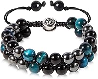 LEFYR Triple Protection Bracelet: Tiger Eye, Black Onyx & Lava Rock - Shield Negative Energy, Balance for Men Women