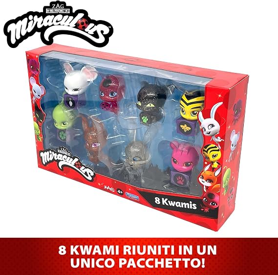 Bandai - Miraculous Tikki, Plagg, Trixx, Wayzz, Pollen, Nooroo, Fluff and Duusu 8 Kwamis Pack - Mini Figure Collection-P50532, P50532, Multi-Colour