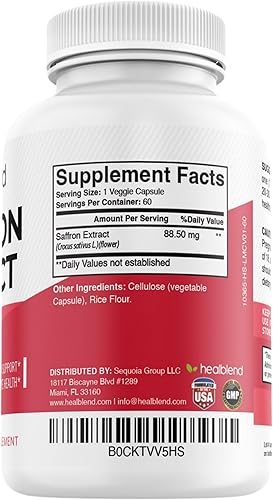 Miniatura 7 de Natural Premium Saffron Supplements - Extracto de azafrán puro 88.5 mg - Apoyo para el estado de ánimo, enfoque, visión y salud cardíaca - 60