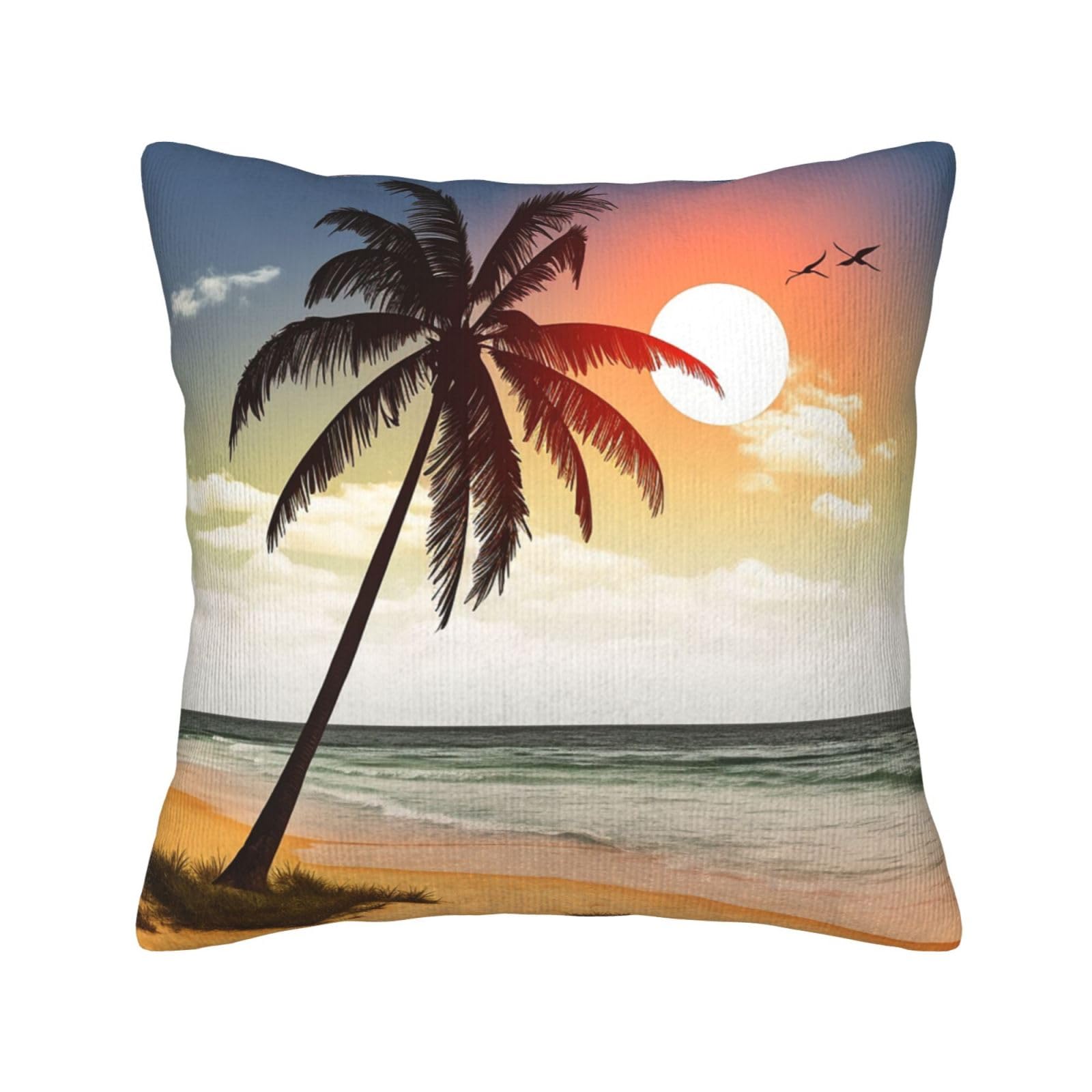 Housse de coussin velours côtelé palmier plage anti-plis