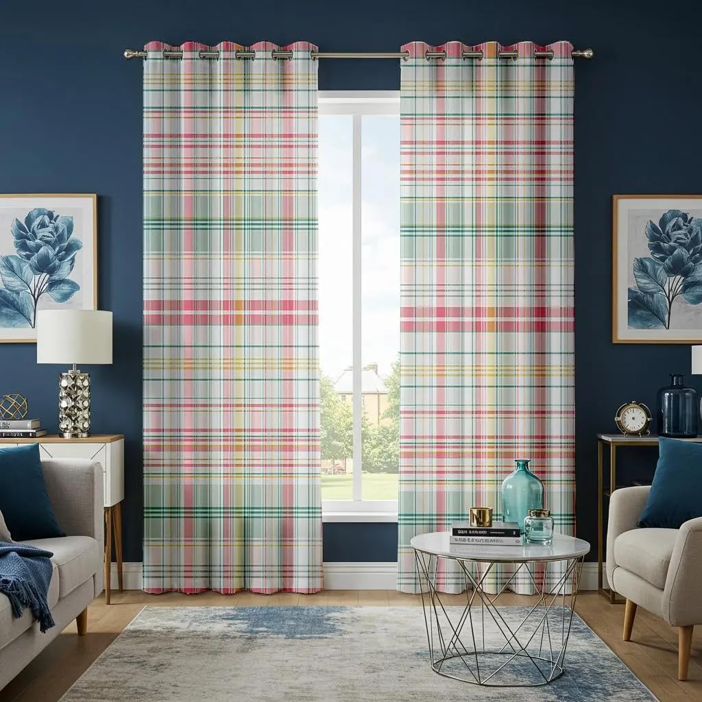 Rideaux occultants roses verts jaunes pour illuminer une chambre d'enfant