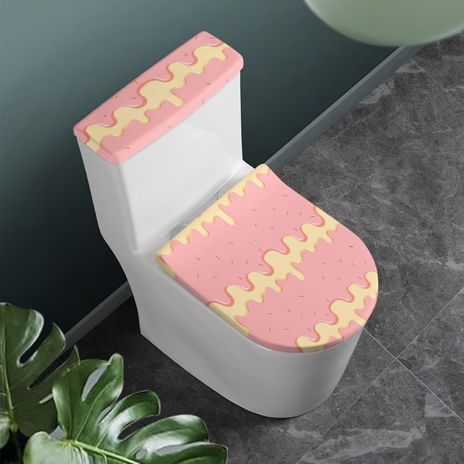 Colorful Hydrangea Toilet Seat Lid Cover Yellow Blue Hydrangea Washable Toilet Tank Replacement Toilet Cover Set Welcome Flower for Bathroom Home Decor Accessories image 5