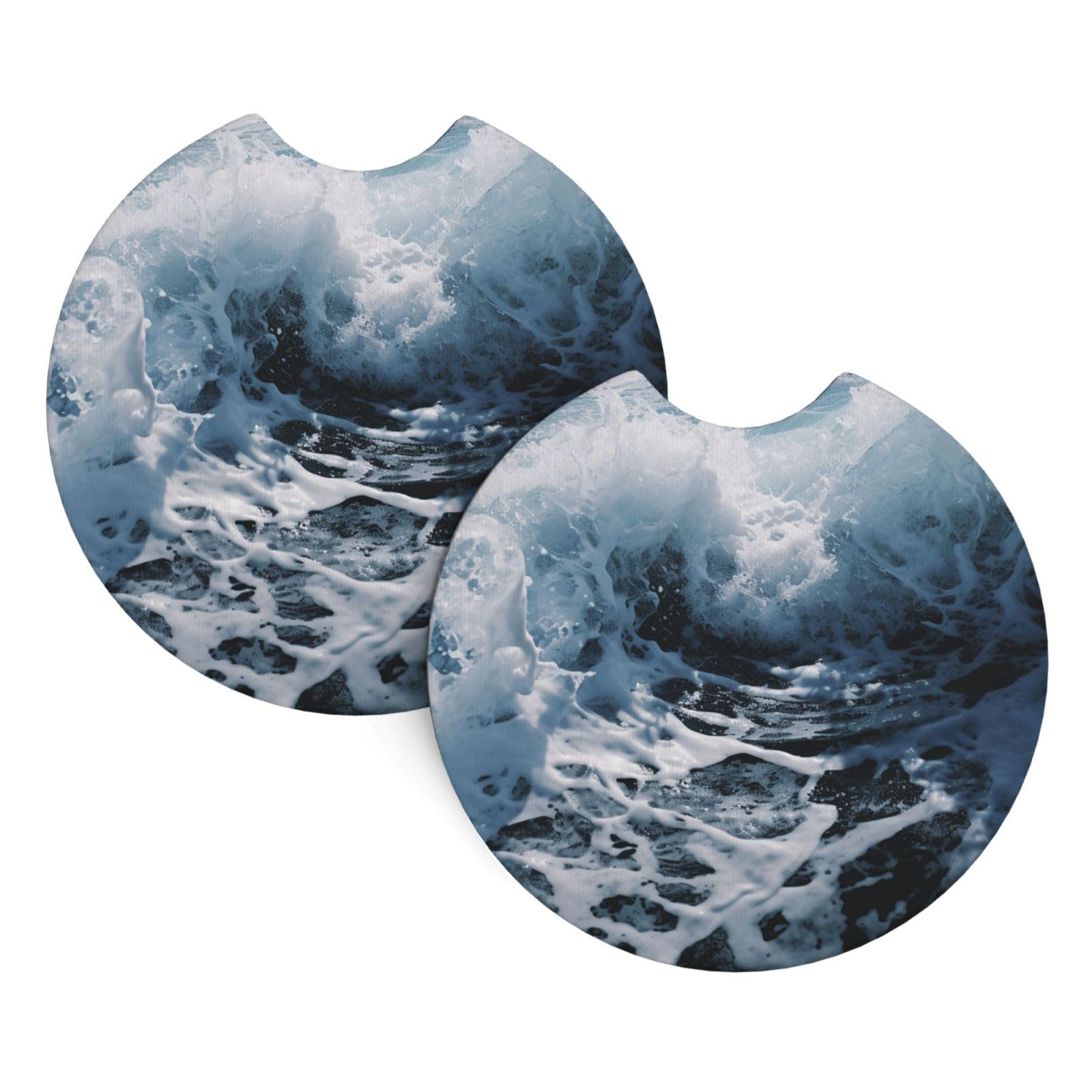 2PCS Car Coaster for Cup Holders Universal Auto Cup Mat Ocean Splash Foam Cup Coaster Pad 2.7" Waterproof Neoprene Non-Slip Cup Holder Coasters Car Interior Accessories for Women Men