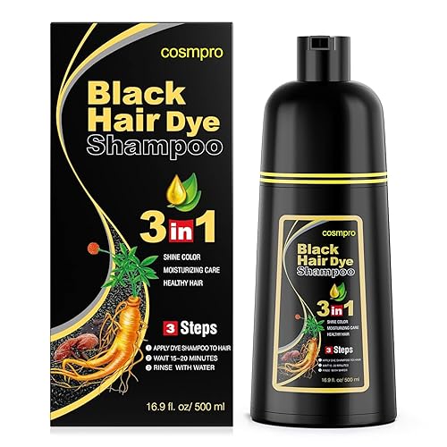 cosmpro Black Hair Dye Shampoo 3 in 1 for Women/Men