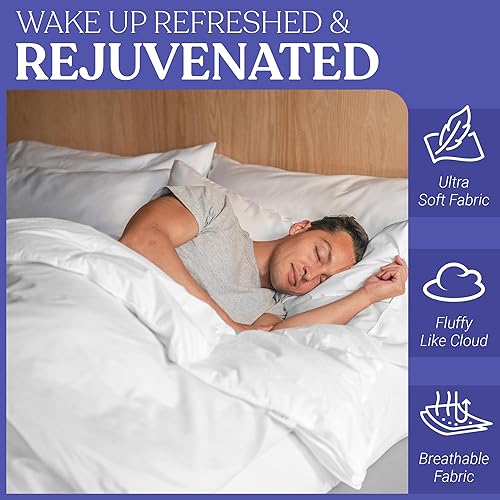 Miniatura 5 de FluffCo Edredón de plumón + relleno ecológico para todas las estaciones (tamaño King)