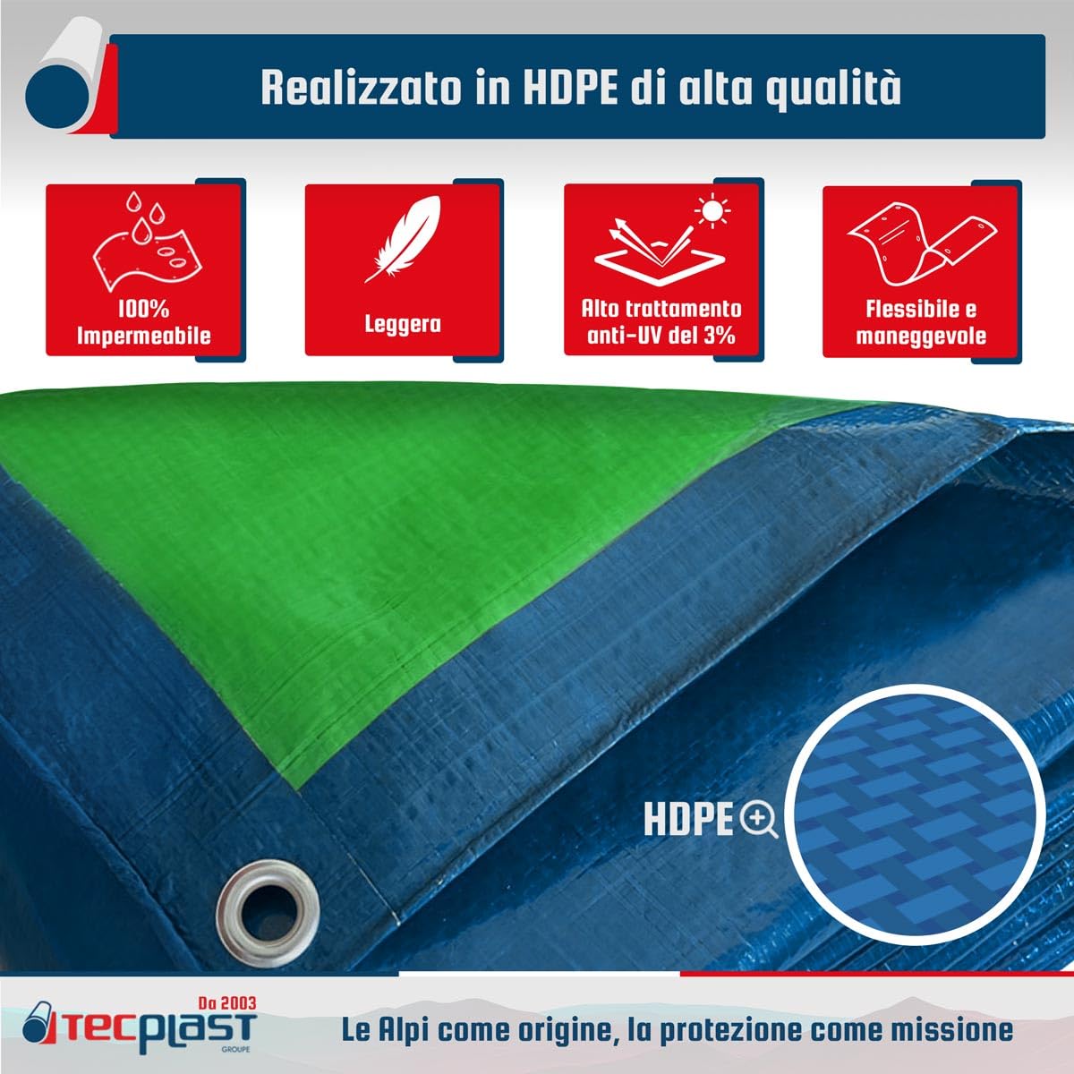 Telo di protezione Pittura 8x12 m - TECPLAST - SR150PE - Blu e Verde - Alta Qualità - Telo protettivo Vernice per pavimenti e mobili