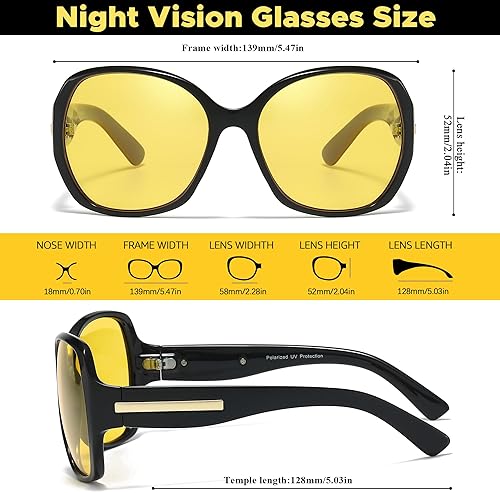 Vista 3 de Chicid Gafas de conducción de visión nocturna para mujer, lentes polarizadas HD amarillas antirreflejos con protección UV400