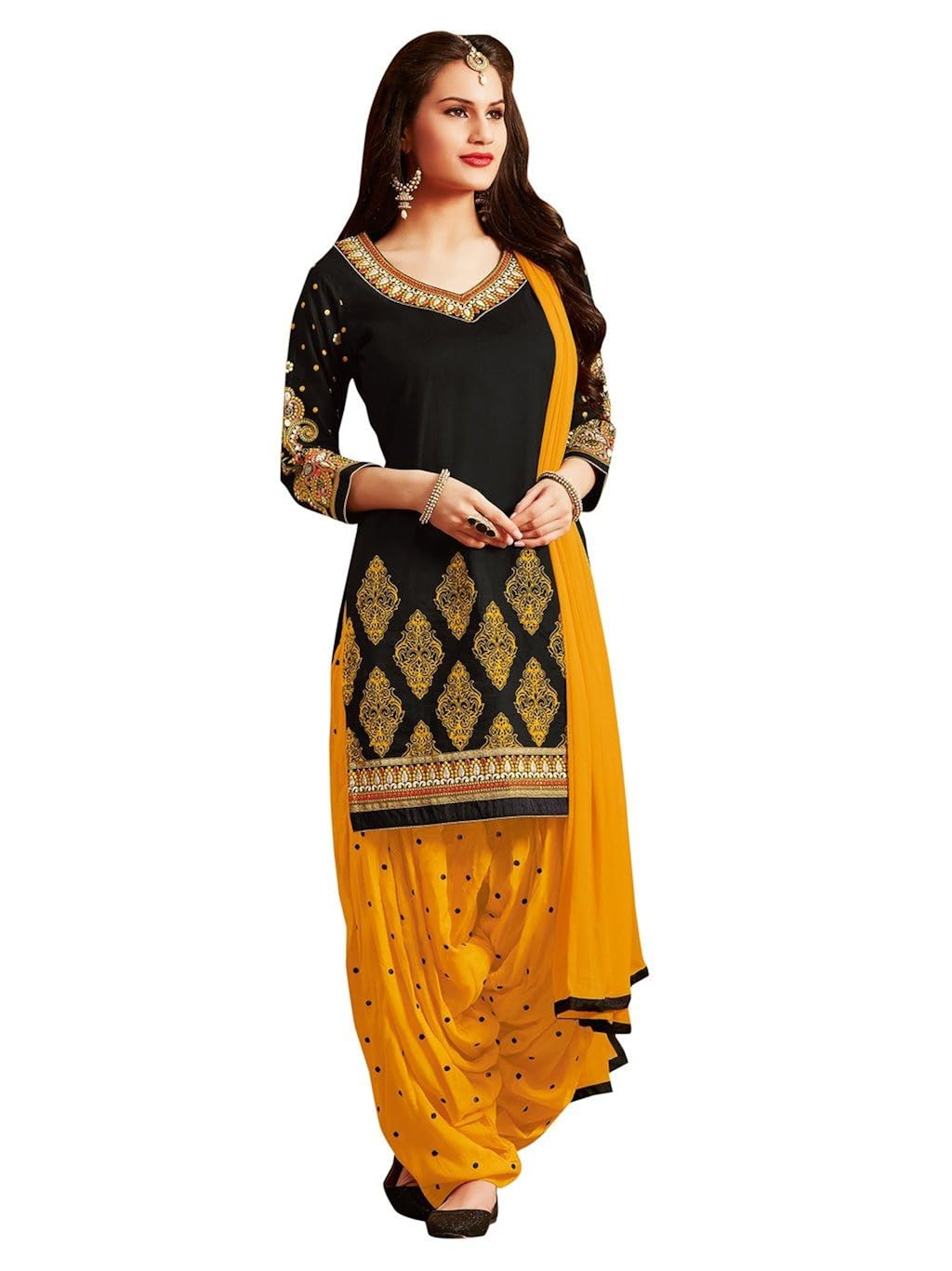 Yellow black salwar suit Outlet