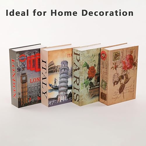 Miniatura 3 de SEPOX Juego de 4 cajas de seguridad grandes para libros vistas de renombre mundial, gran almacenamiento oculto con cerradura de llave, caja fuerte