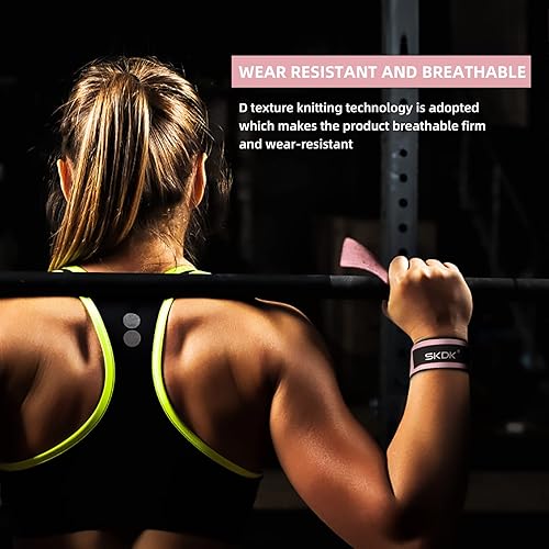Miniatura 6 de SKDK Correas de levantamiento de muñeca de algodón duro para levantamiento de pesas, correas de peso muerto con neopreno acolchado para muñeca y