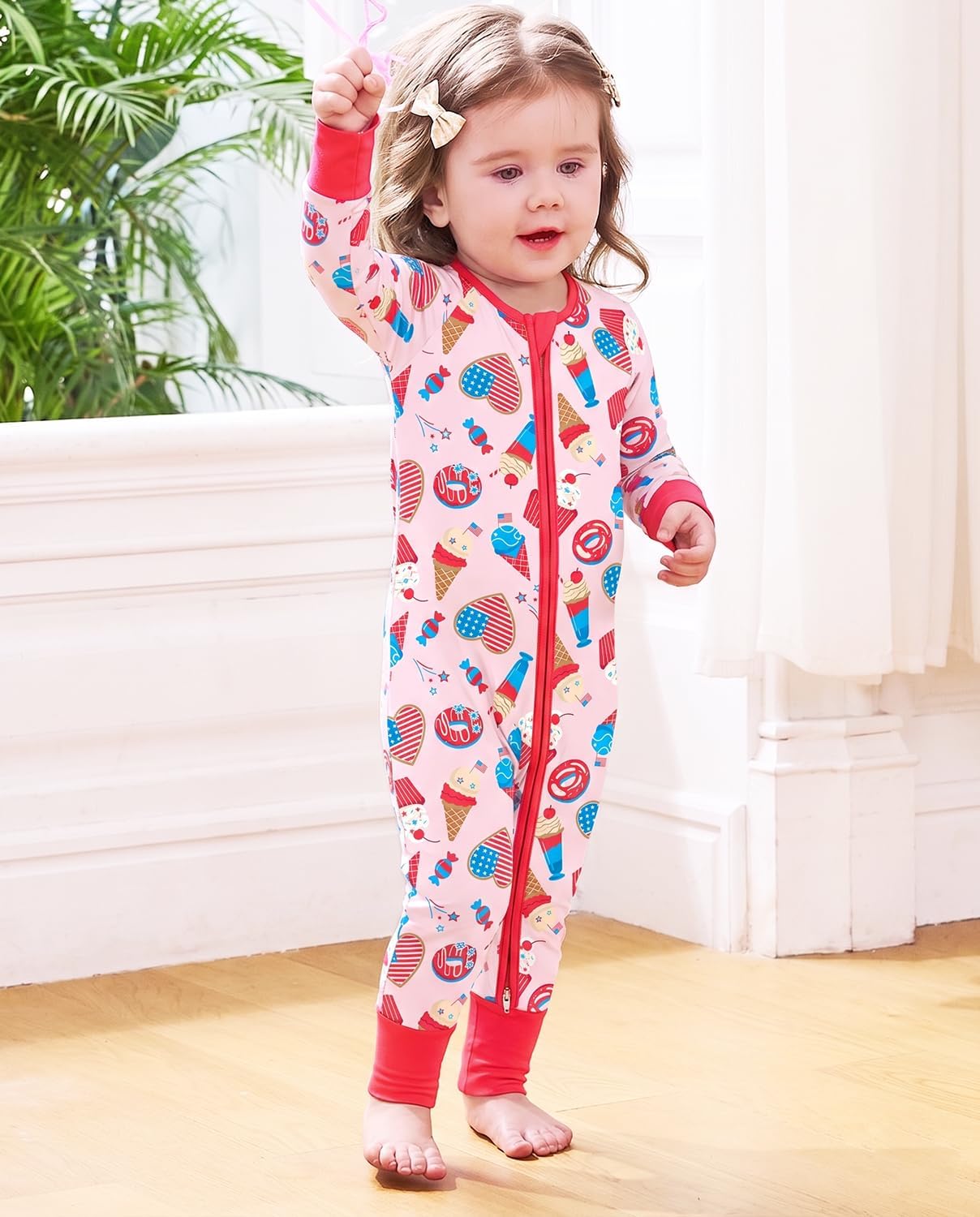 babee Reshinee Viscose Derived from Bamboo Baby Footie Pajamas Convertible Newborn Sleeper for Baby Girl Zipper Onesie 0-24M