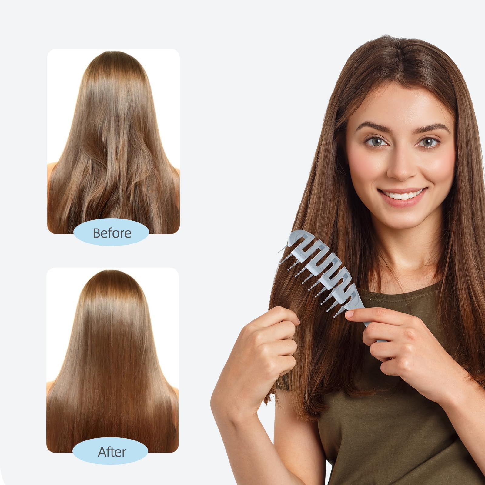 Ecoed Cepillo de cabello degradable ventilado, cepillo desenredante para cabello rizado, grueso y liso, desenreda y suaviza rápidamente el cabello, cepillo para cabello para mujeres y hombres