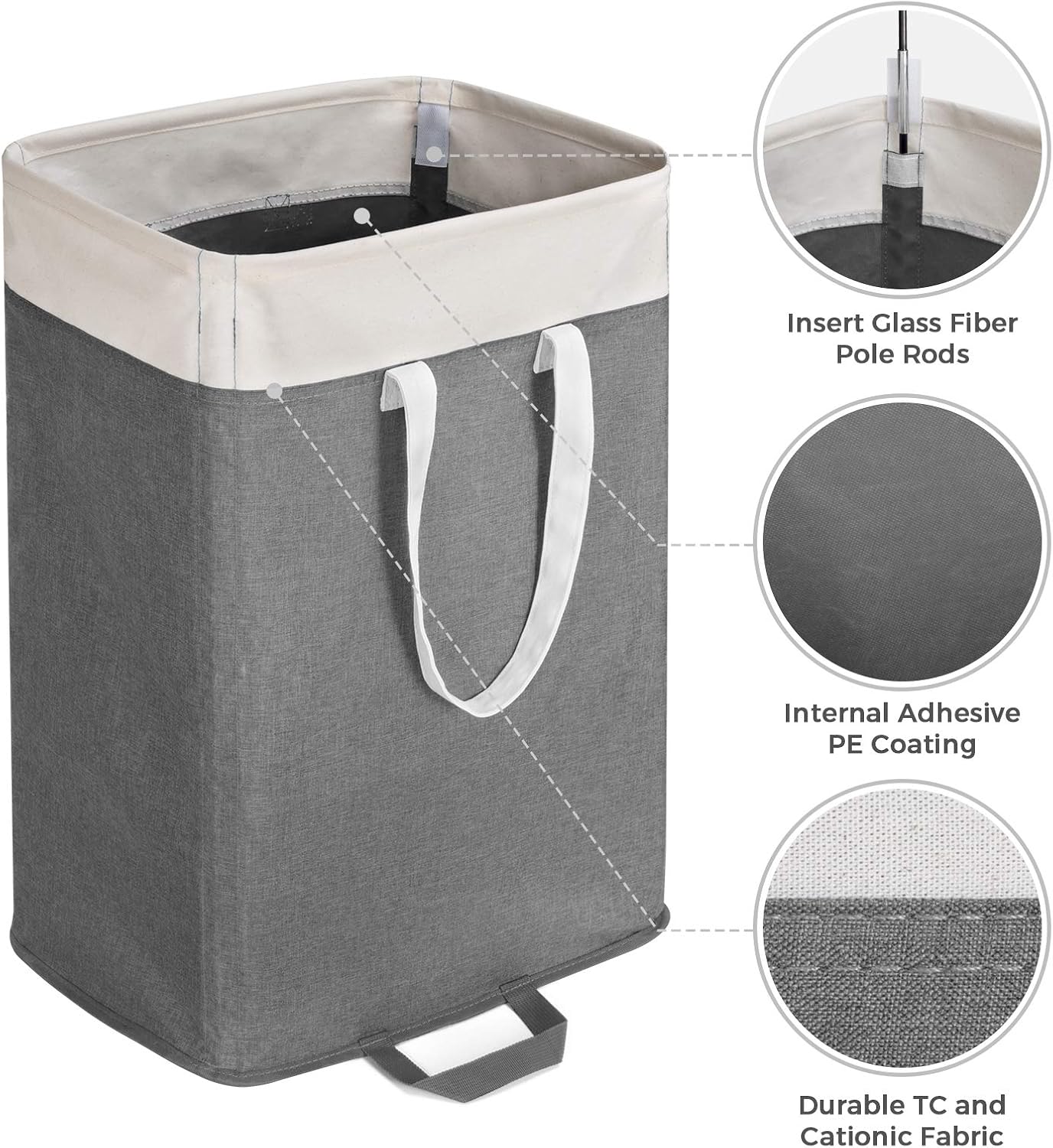 Lifewit Laundry Basket Large Collapsible Clothes Hamper with 2 Removable Laundry Bags, Built in Lining with Detachable Brackets, Toys and Clothing Organization Storage Basket, Grey