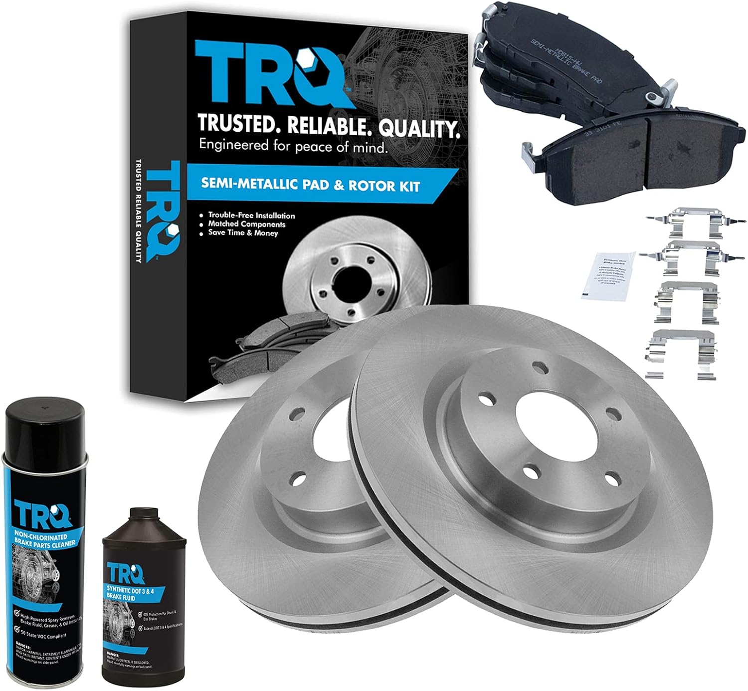 TRQ Front Brake Pad & Rotor Kit Brake Chemical Kit Brake Pads Brake Rotor Semi-Metallic Compatible with 2007-2013 Nissan Altima