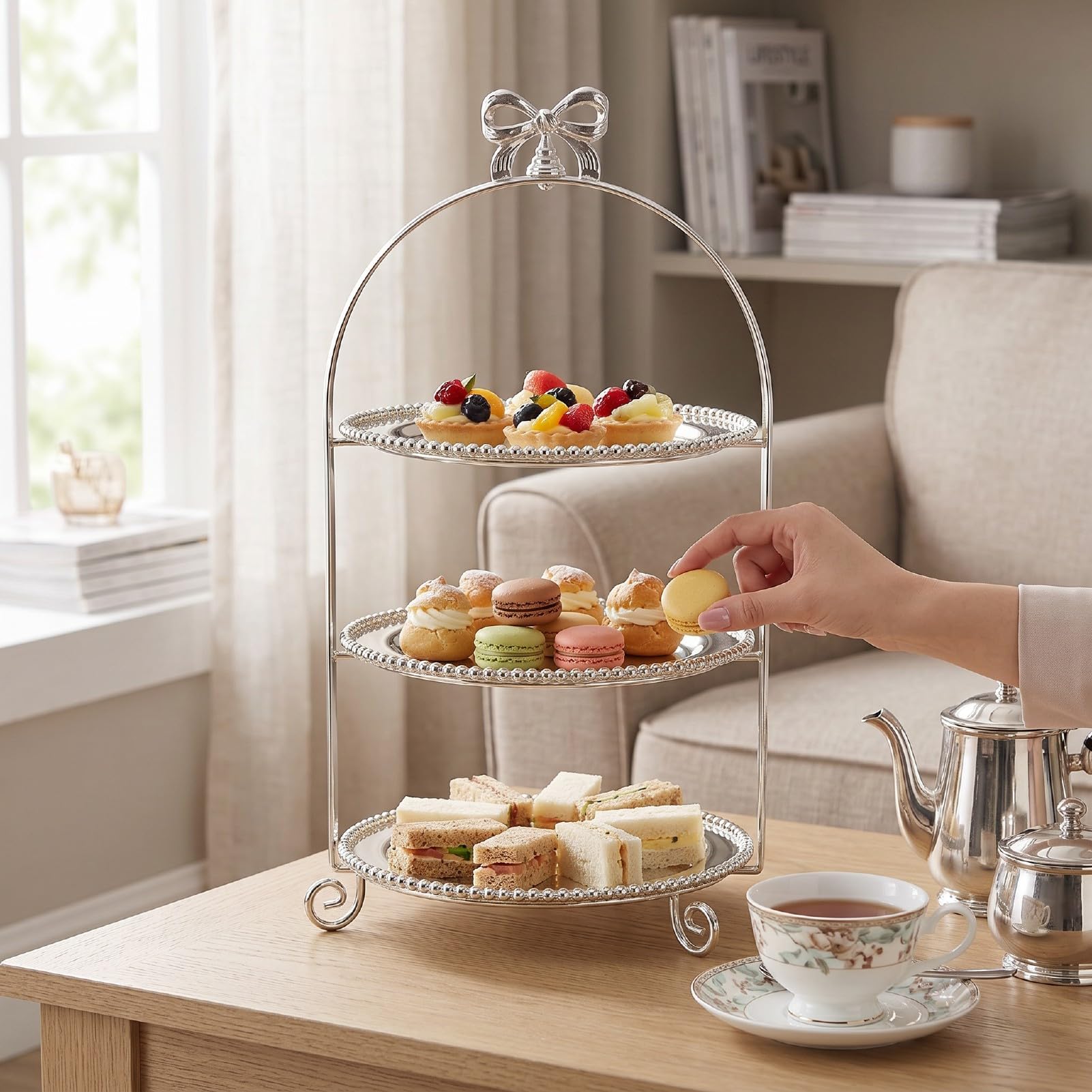 ASHATA 3 Tier Metal Dessert Display Stand per Riunioni Familiari