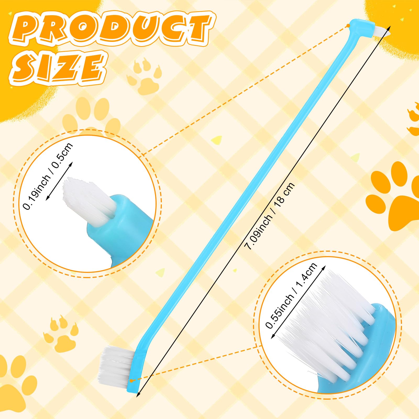 Nuogo Spazzolino da denti a doppia testa per cani, gatti, kit per la cura dentale degli animali domestici, con manico lungo, per la pulizia dell'igiene orale, 4 colori, 80 pezzi