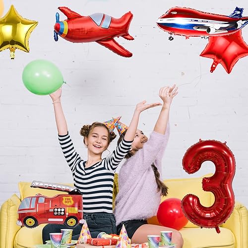 Miniatura 5 de 12 globos de transporte, camión, avión, autobús escolar, camión de bomberos, policía, barco, ambulancia, globo de papel de aluminio submarino,