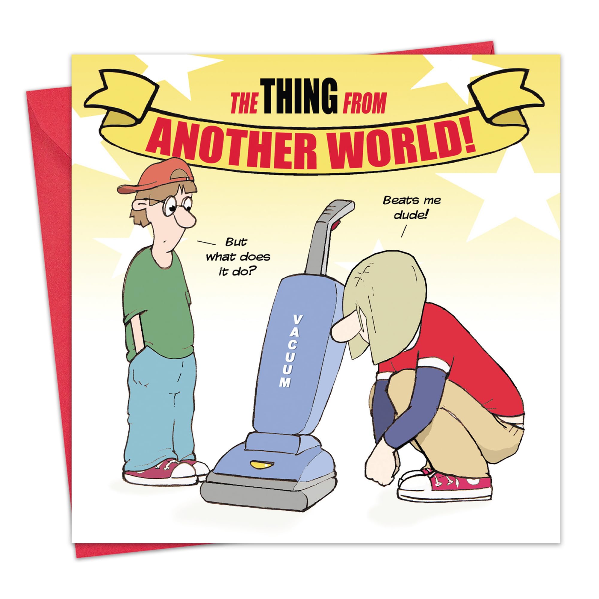 Twizler Funny Card For Teenager with Vacuum Cleaner or Hoover - Blank Card - Happy Birthday Card - Funny Humour Card - Teenager Card - Good Luck Card - Goodbye Card - Thank You Card - New Home Card