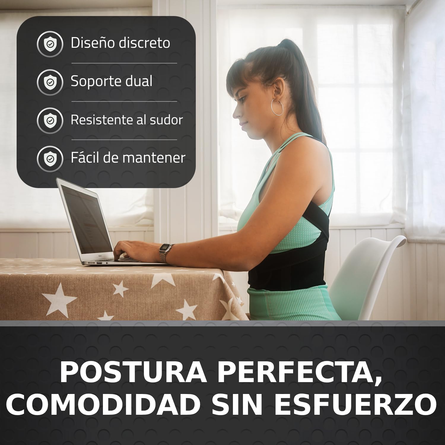 Roar® Corrector de Postura Hombre Mujer – Faja Espalda Recta, Corset Postural para Corregir Postura y Mejorar la Salud