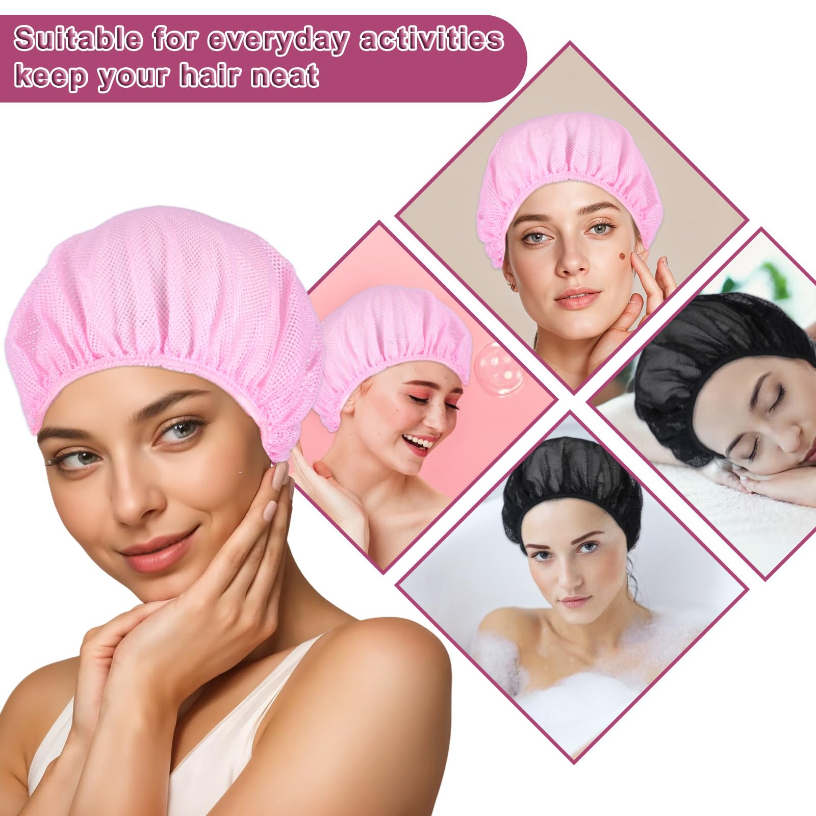 TIESOME Rete per capelli per dormire 4 pezzi Bonnet Sleep Cap regolabile per donne